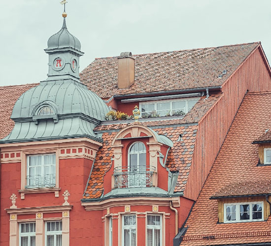 Historisches Gebäude in der Altstadt von Wangen im Allgäu